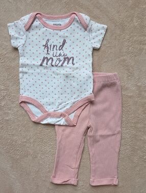 Chick Pea Pink Polka Dot 'Kind Like Mom' Baby Matching Set